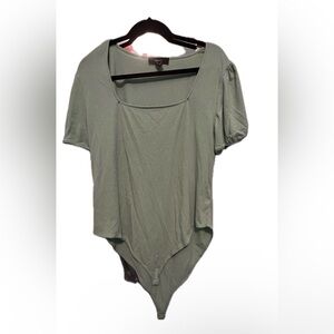 Forever 21 Sage Ribbed Bodysuit